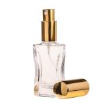 30ML Clear Glass Rectangle Base Waisted Perfume Bottle With Gold Spray & Gold Cap 18 410