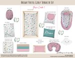 Cot Duvet Bedding Bright Pastel Girly Terrazzo Set