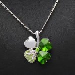 1 Piece Lucky Clover Pendant Necklace Cubic Zirconia Decor Collarbone Necklace For Girls Birthday Gift Anniversary Gift Mother's