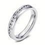 Elegant Titanium Steel Ring With 6mm Round Cubic Zirconia - Silvery Wedding Band Engagement Gift Jewelry