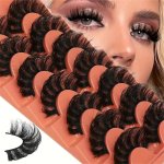 Hypoallergenic 8D Volume Fluffy Faux Eyelashes - 7 Pairs Full Wispy Strip False Lashes 20MM Curly Natural Look Pair Set