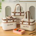 1 PC Minimalist Insulated Zipper Lunch Bag Lightweight Carry On Bento Satchel Bag For Daily Use