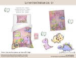 Kids Duvet Set Glittery Dino Dinosaur Girl