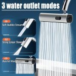 1PC Faucet Adjustable Rotating Four-speed Switching Rainforest Waterfall Out Water Double Knife Scraping And Washing Mechanical