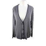 Nautical Stripe Button Cardigan - L
