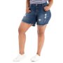 Donnay Plus Size Curvier Fit Denim Distressed Shorts - Medium Wash