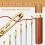 12PCS Assorted Self Threading Needles Sewing Needles Multi-size Side Opening Stainless Steel Darning Sewing Household Hand Tools