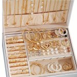 86PCS Jewelry Set Fashion & Simple Style Faux Pearl Earrings Necklaces Studs Rings Versatile For Daily Wear Parties Outings Tren