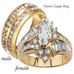 Fashion Couple Rings Women Cut Cubic Zirconia Ring Men's Two Rows Cz Stainless Steel Ring Fashion Jewelry For Lovers