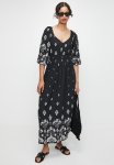 Balloon Sleeve Empire Midi Dress - Black Dandelion Double Border