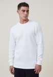Textured Long Sleeve T-Shirt - White Waffle