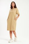 Ladies Linen Blend Tunic Shift Dress With Pockets