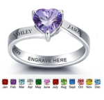 N274 - 925 Sterling Silver Personalized Couples Names Heart Ring