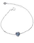 925 Sterling Silver Sea Blue Heart Shaped Bracelet - Silver