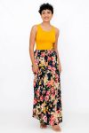 Ladies High Waist Boho Printed Long Pleated Skirt