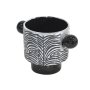 Ceramic Pot Black Zebra Stripes With Handles