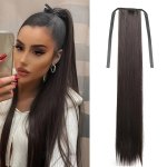 45.72CM55.88CM66.04CM Ponytail Hair Extension With Ribbon Tie Synthetic Long Straight Ponytail Hairpiece Heat-reistant Long Fake