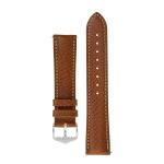 Boston Buffalo Calfskin Leather Watch Strap In Gold Brown - 24MM Silver