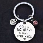 1PC Teacher's Day Graduation For Teachers A Stainless Steel Keychain With A Big Heart And Pink