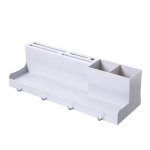 Multi-functional Wall-mounted Storage Rack With Hooks & Compartments Space-saving Organizer For Kitchen Bathroom Or Office