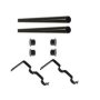 32MM Double Metal Curtain Pole Set Extended Brackets Flat End Caps Black 1.0M