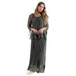 Sequin Trim Double Layer Dress - Olive Free