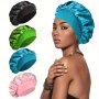 Ztzi 4PCS Satin Hair Bonnet Set - Gentle Elastic Edge For Comfortable Sleep & Hair Protection - Ideal For Curly & Natural Hair Care