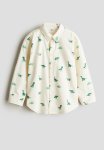 Long-sleeved Cotton Shirt - Natural White Dinosaurs