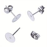 100 Pairs 200PCS Earrings + Ear Plugs Stainless Steel Earring Holders Diy Flat Bottom Earrings Jewelry Accessories