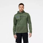 New Balance Men's Tenacity Performance Fleece Pullover Hoodie - Deep Olive Green - Small
