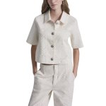Texture Twill Button Front Shirt -eggnog