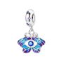 S925 Silver Butterfly Evil Eye Charm With Galaxy-like Effects - Deep Blue