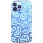 Blue Abstract Smiley Print Phone Case For Iphone 13 Pro - Transparent