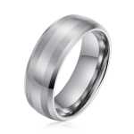 Men's Dome Style Silver Tungsten Ring OY-R-022 - 15