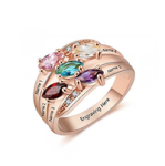 NJ515-CRI103665 Rose Gold Plated Sterling Silver Personalized Names & Birthstones Ring