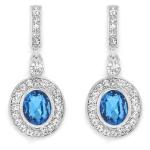 Silver Tone Oval Shape Stud Earrings Wit