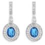 Silver Tone Oval Shape Stud Earrings Wit