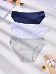 3PCS Contrast Lace Ribbed Briefs Comfy & Soft Intimates Panties Women's Lingerie & Underwear
