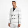 Mkm Grey Smart Slim Double Breasted Multi Check Jacket