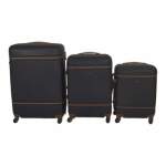 Smte- Quad Wheel Quality Travel Ware -3 Piece Luggage SET-NX0 Black With Keychain