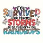 Survived Storms" Butterfly & Flower Heat Transfer Sticker - Diy Iron-on Decal For T-shirts Hoodies Bags Mixed Colors