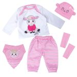 Babeside Reborn Baby Doll Clothes 5 Pcs Pink Outfit Set For 17-22 Inch Dolls Lifelike Reborn Baby Doll Accessories With Hat Bib