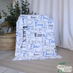 Name Fleece Blanket Blue And Grey