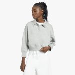 Nike Women's 3 4 Sleeve Crop Grey Polo Sweat Top