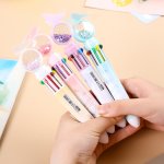 1PC Creative Glitter Butterfly Highlighter Click Pen Multi-color Gadgets Oil Pens Specialty Stationery Office Oil Pens Prizes Mu