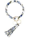 Weixiltc Wristlet Key Ring Leather Oversized Bracelet Bangle Keychain With Tassel For Women Girl Floral