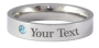Stainless Steel Engraved Birthstone Ring - March - 14
