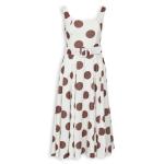 Polka Dot Flared Belted Midi Dress