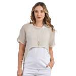Double Layered Crop Mesh Top - Stone Free