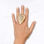 Giant Triangle Stone Ring - White Free